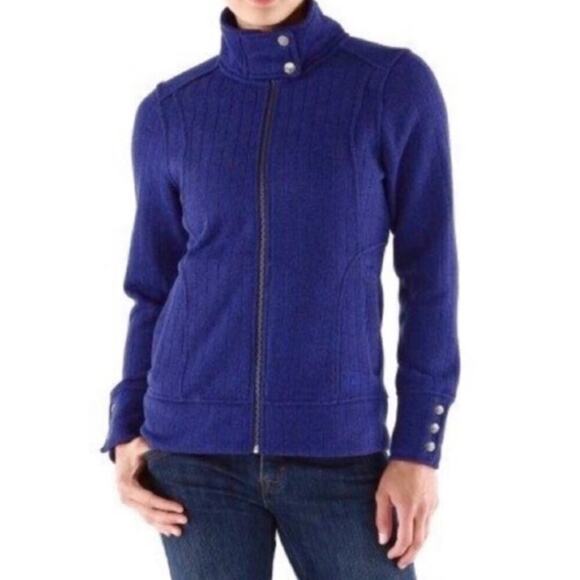 REI Aldervale Full Zip Sweater Fleece Mock Neck Hiking Jacket Blue M - Picture 1 of 12